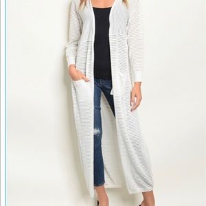 Long white cardigan